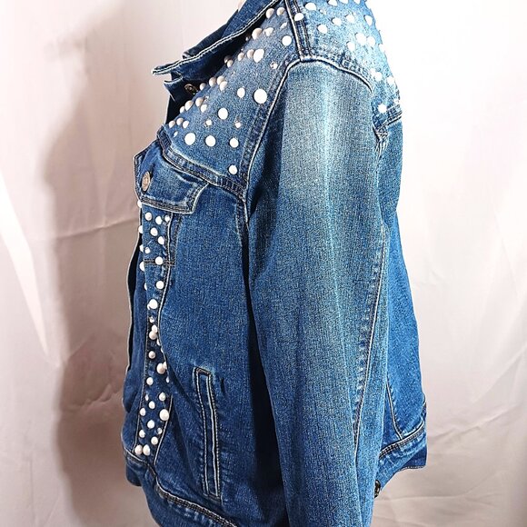 Upcycled Embellished Blue Denim Jean Jacket - Picture 2 of 5